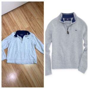 Vineyard Vines Little Kids 1/4 Zip Embroidered Logo Cotton Sweatshirt Grey sz 6